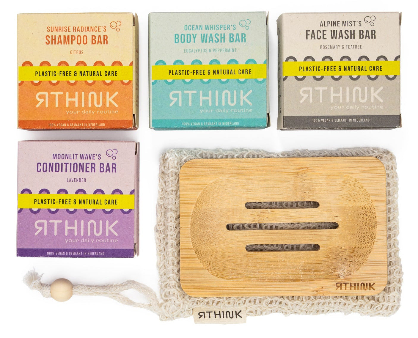 Duurzaam zeepbar cadeaupakket met shampoobar bodywashbar facewashbar conditionerbar