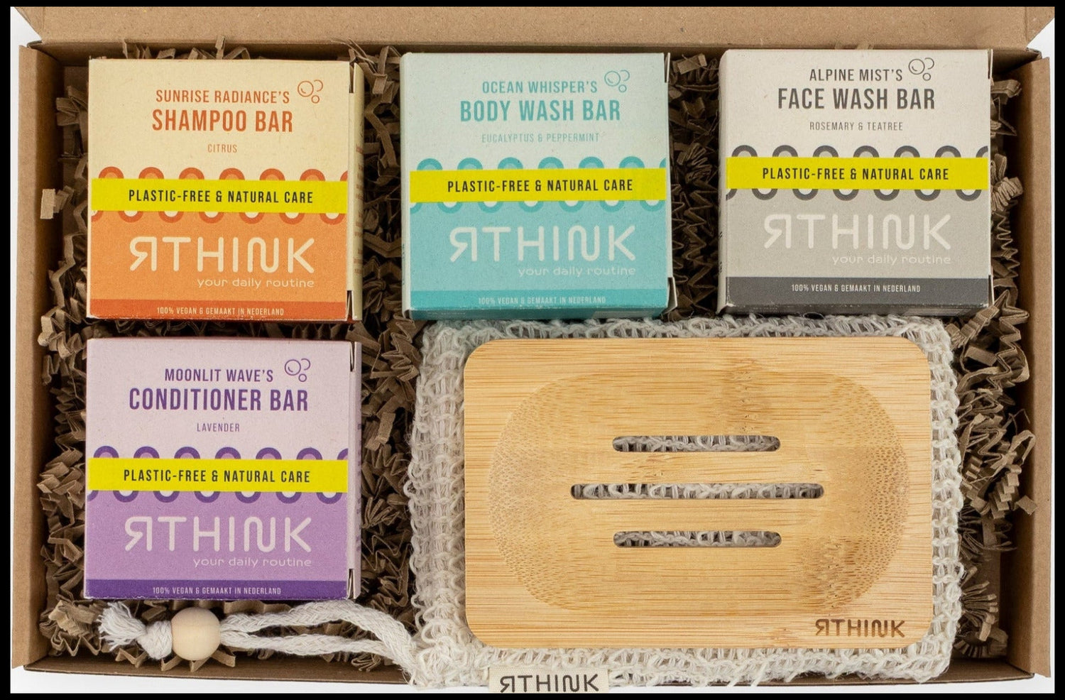 Duurzaam zeepbar cadeaupakket met natuurlijke verzorging voor gezicht en lichaam